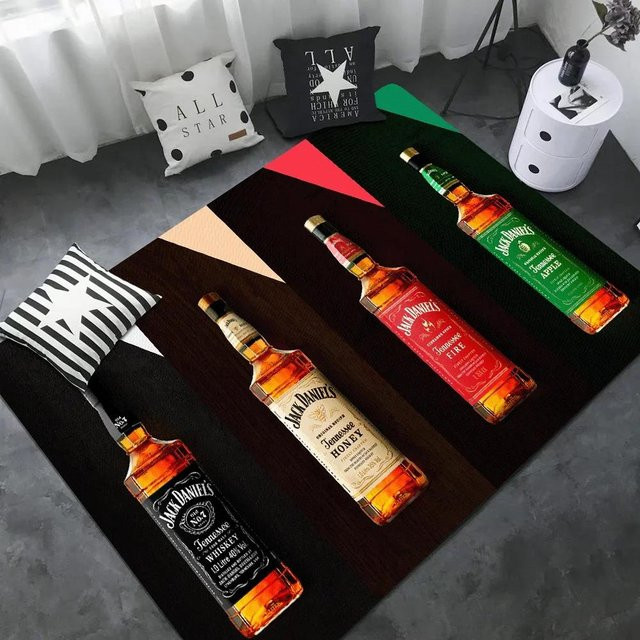 Karpetti Bereichsmatte Jack Daniels Whisky Muster, Waschbar und Rutschfest, Mehrfarbig, B/T: 80 x 50 cm - Bild 1