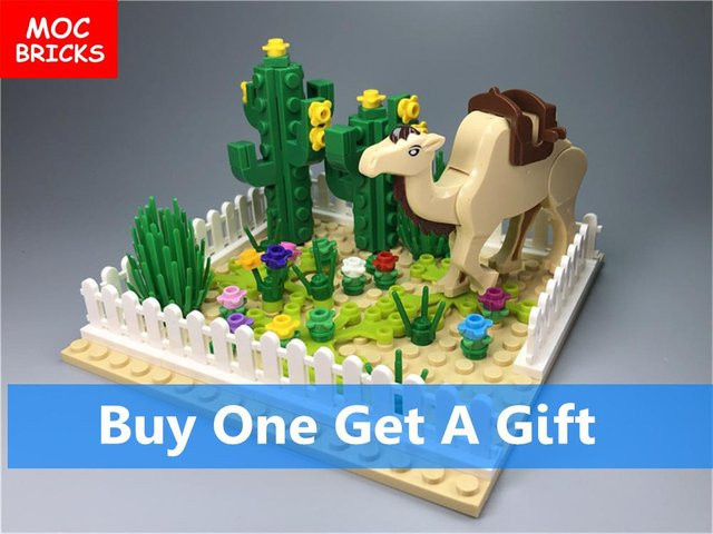 Yiran toy MOC Steine Wüsten-Grüner Kaktus Oase Kamel Bausteine Figuren ab 3 Jahren - Bild 1