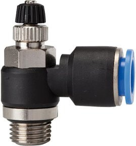 Riegler Drosselrückschlagventil Blaue Serie in Blau und Schwarz mit G 1/8 Anschluss und Ø 4 mm Durchmesser - Bild 1