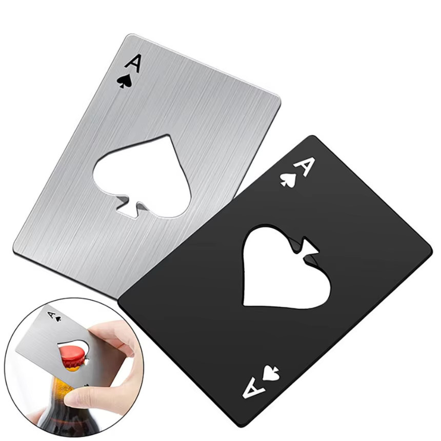 YMOLGA Flaschenöffner in Pokerform aus Edelstahl in Silber im Kreditkartenformat - Bild 2