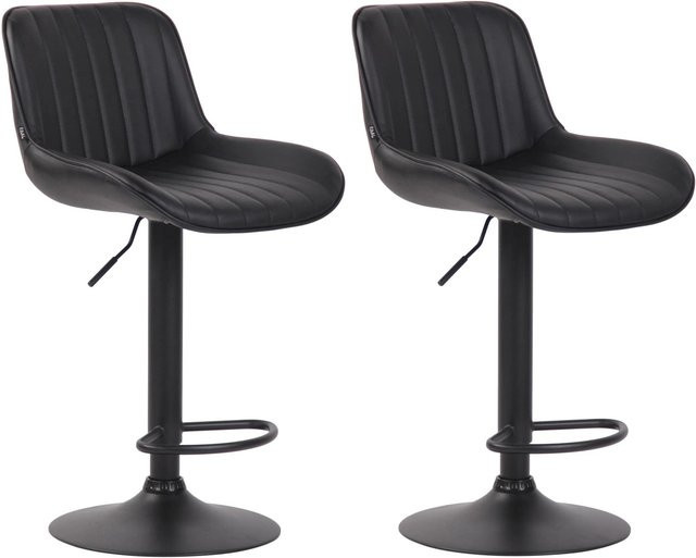 DELUKE 2er Set Barhocker BEKIM aus Kunstleder in Schwarz, drehbar mit Lehne, B/T/H: 50 x 50 x 86 cm - Bild 1