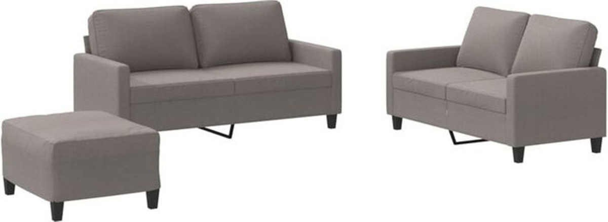 3-tlg. Sofagarnitur vidaxl in Taupe Meliert aus Stoff mit Kissen und Metallgestell im modernen Design - Bild 1
