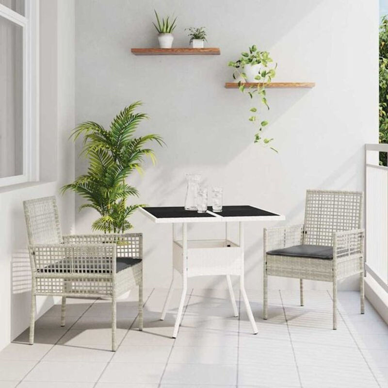Vidaxl Garten Essgruppe aus 3 Teilen in Grau aus modernem Poly-Rattan - Bild 1