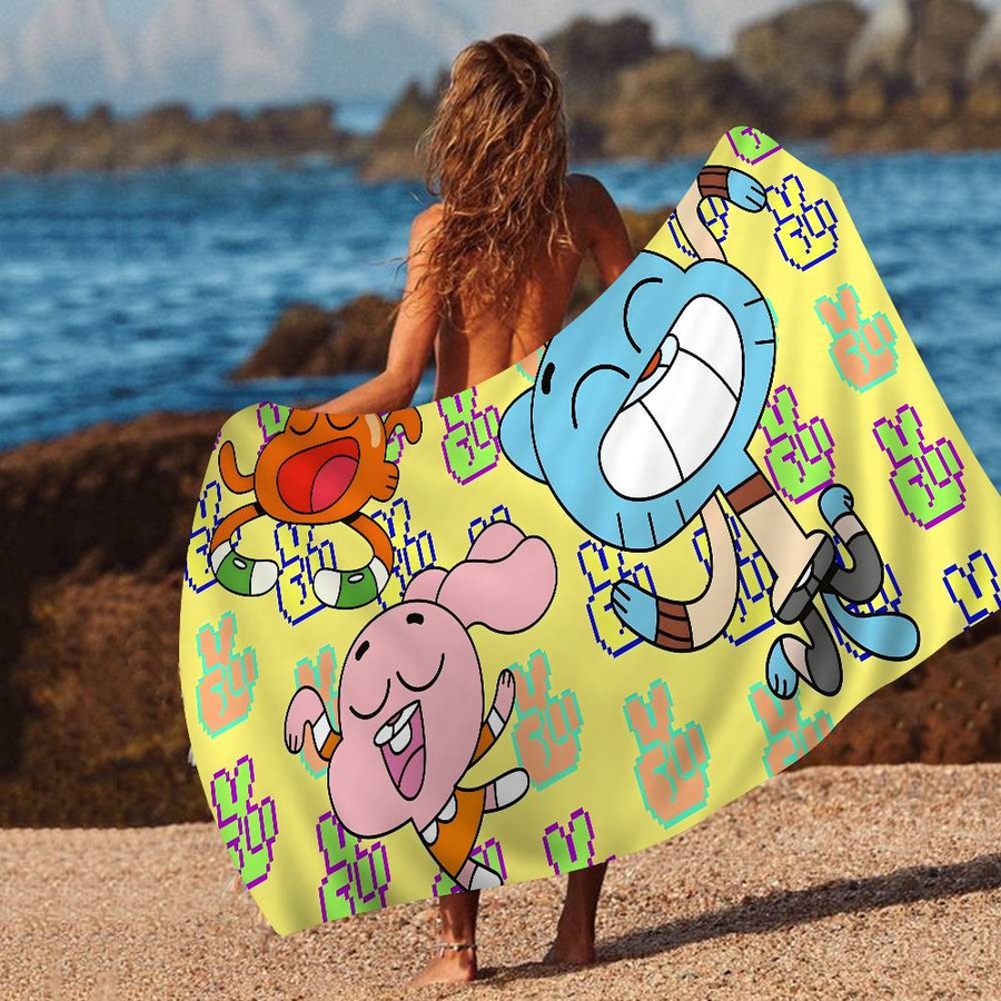 Strandtuch Gumball Anime Motiv Mikrofaser Saugfähig und Schnelltrocknend, Multicolour, 30 x 30 cm - Bild 3