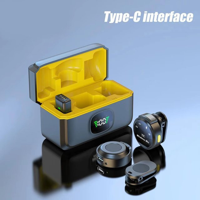 AyeBeau Dual-Funk-Lavalier-Mikrofon Set mit Ansteckmikrofon für iPhone, Android und PC, Schwarz, USB-C - Bild 1