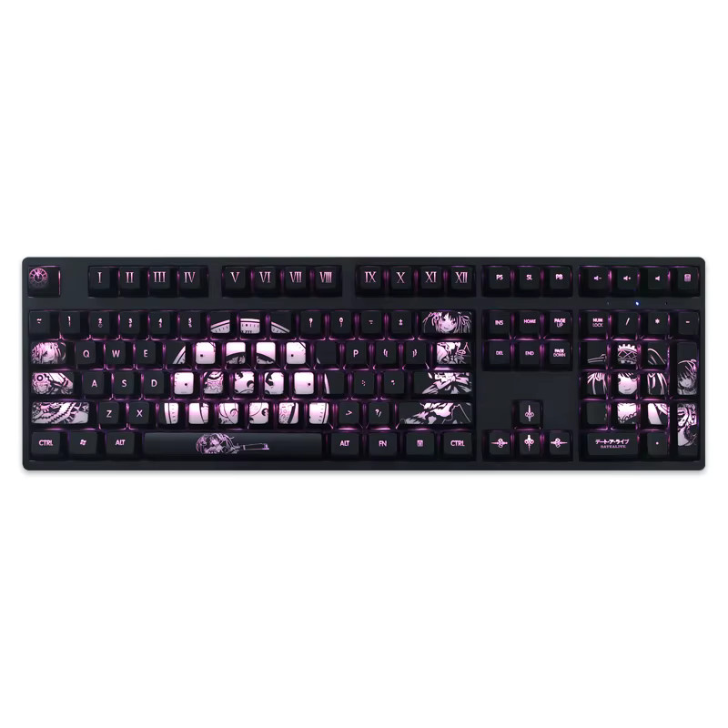 Tokisaki Kurumi Tastenkappen in Transparent und Schwarz mit RGB-Lichteffekt und mattierter OEM-Oberfläche - Bild 4