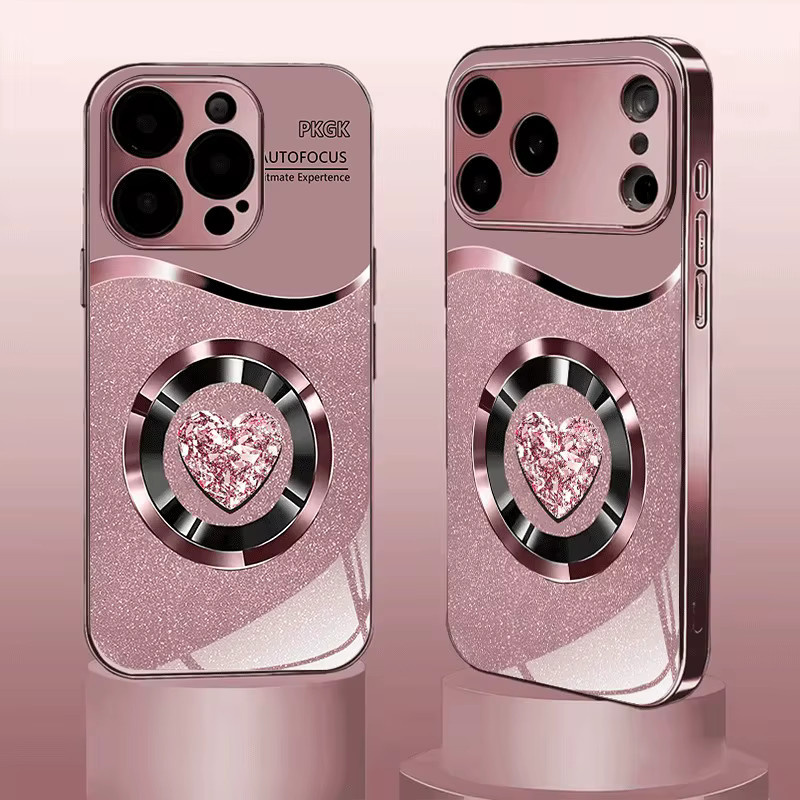 Rosa Handyhülle mit Herz-Muster aus gehärtetem Glas für Apple iPhone 11 bis iPhone 17 Pro Max und Air Modelle - Bild 4