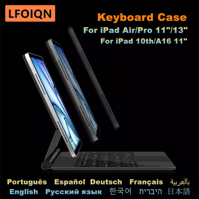 LFOIQN Magic Keyboard Schutzhülle für iPad Air 13 Zoll M3 M2 und iPad Pro 11 / 12,9 Zoll in Schwarz - Bild 1