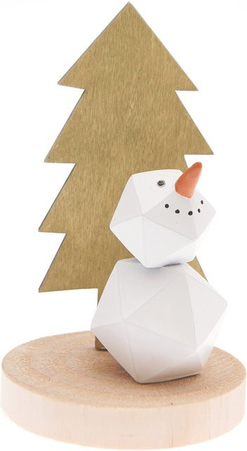 Rico Design Winterliche Tischdekoration Schneemann mit Tanne auf Holzfuß, B/T/H: 8 x 8 x 13 cm - Bild 1
