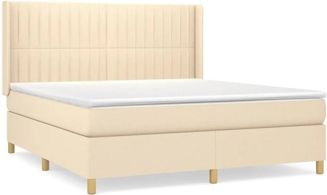 vidaXL Boxspringbett mit Matratze in Creme, Hybrid-Bett mit Taschenfederkern, Breite: 160 cm, Tiefe: 200 cm - Bild 1