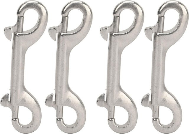 4er Set KaiSai Doppelte Karabinerhaken B-Form aus 316 Edelstahl in Silber und Weiß - Bild 1