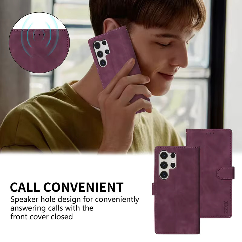 Magnetische Leder-Brieftasche als Flip-Hülle für Samsung Galaxy S25 S24 FE S23 Ultra A15 A16 A17 A35 A36 A53 A54 A55 A56 in Braun und Lila - Bild 6