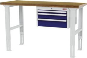 STIER Höhenverstellbare Werkbank mit Schubladen in RAL 7035 und RAL 5010, B/T/H: 1500 x 600 x 760-1060 mm - Bild 1