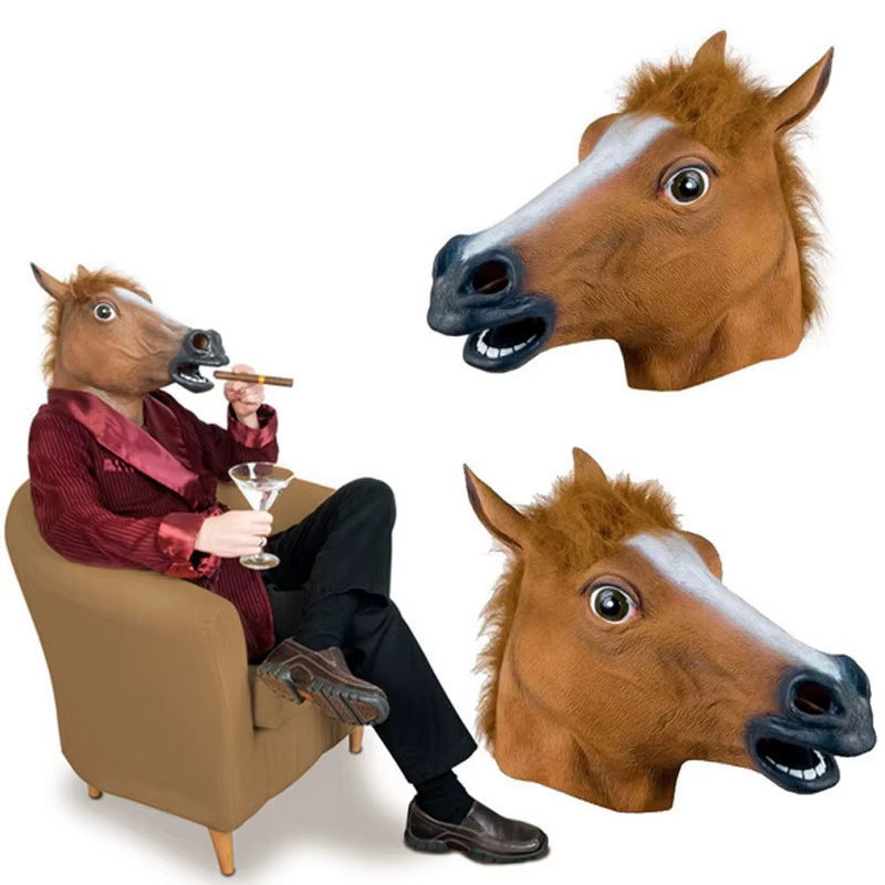 YEAHUI EL Lustige Pferd Kopfbedeckung, Pferd Maske, Unisex, Braun, Tiere - Bild 3