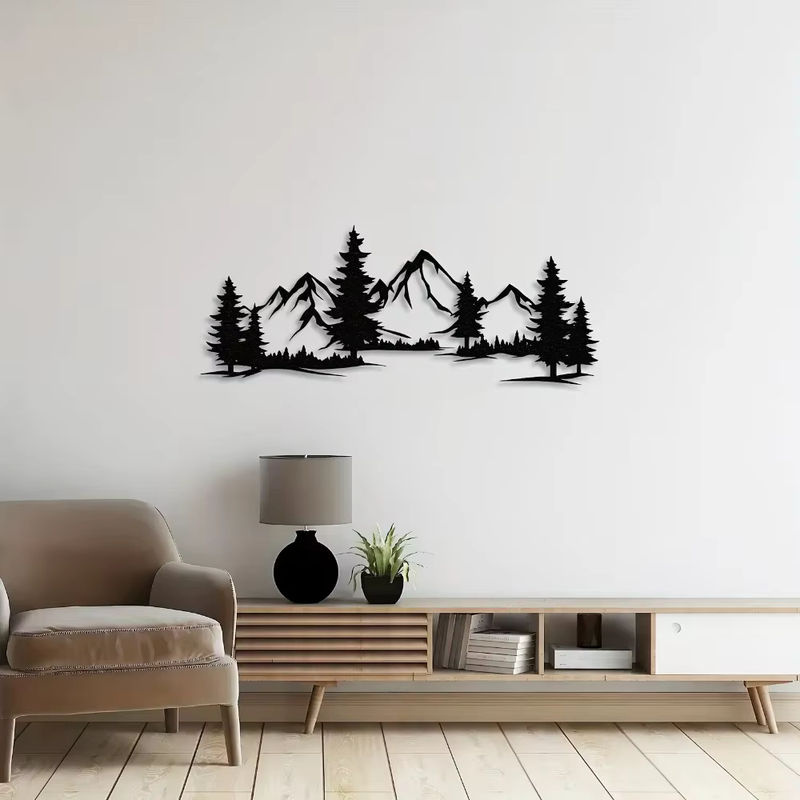 CIFBUY Rustikale Wandkunst aus Metall mit Wald- und Bergdesign für Kinderzimmer und Landhaus-Stil - Bild 5