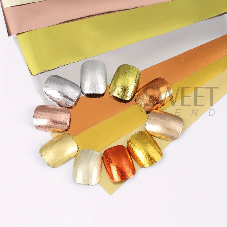 SWEET TREND Metallic-Nagelfolien, goldener silbriger Sternenhimmel-Druck, 20 Stück - Bild 3