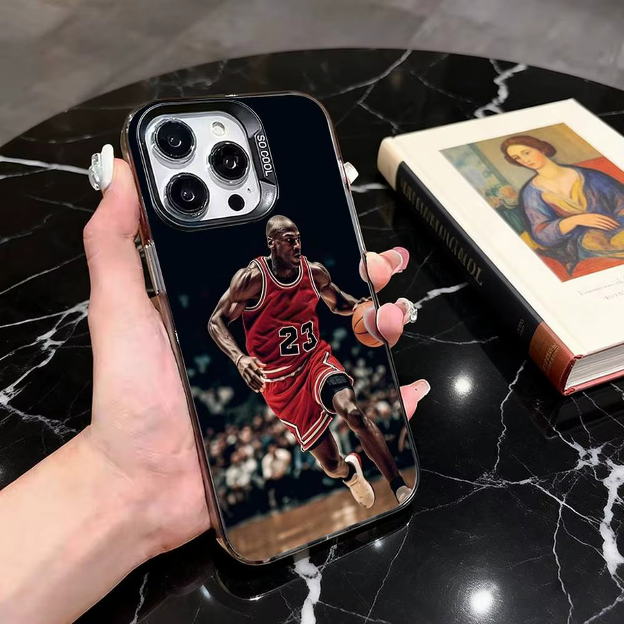 Michael J-Jordan Handyhülle für iPhone 17, 16, 15, 14, 13, 12, 11 Plus, Pro Max, XS in Farbig mit versilberter Innenhülle - Bild 2
