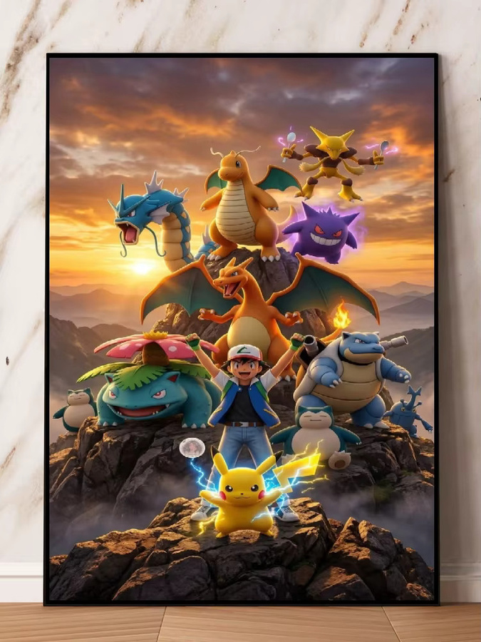 Pokemon Leinwand-Kunstwerk von TAKARA TOMY als modulares Charakter-Poster in Mehrfarbig für die Wohnzimmerdekoration - Bild 2