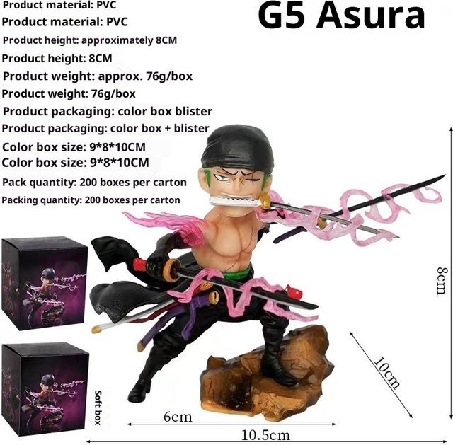 Bandai One Piece Asura Zoro G5 Serie, PVC Figur Modell, Bunt / Mehrfarbig - Bild 1