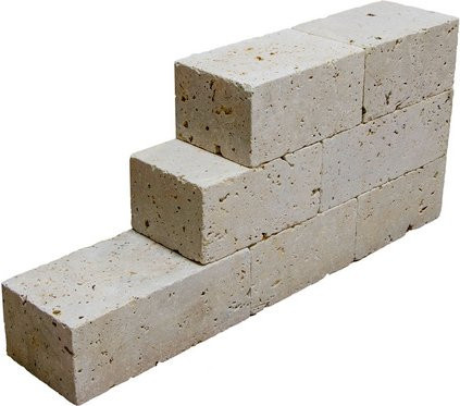 WOHNRAUSCH Travertin-Mauersteine in Beige mit offenporiger, gesägter und getrommelter Oberfläche für 0,5 m² - Bild 1