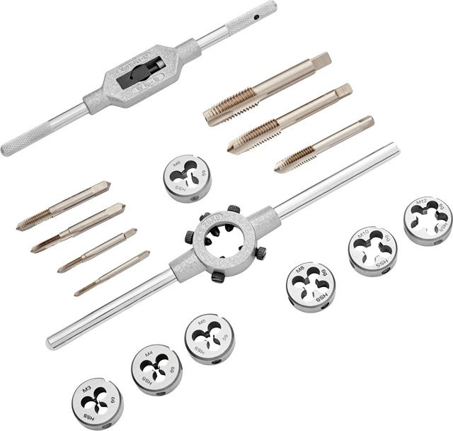 LUX-TOOLS Gewindebohrer-Set M3 - M12, 16-teilig, Edelstahl, Silber - Bild 1