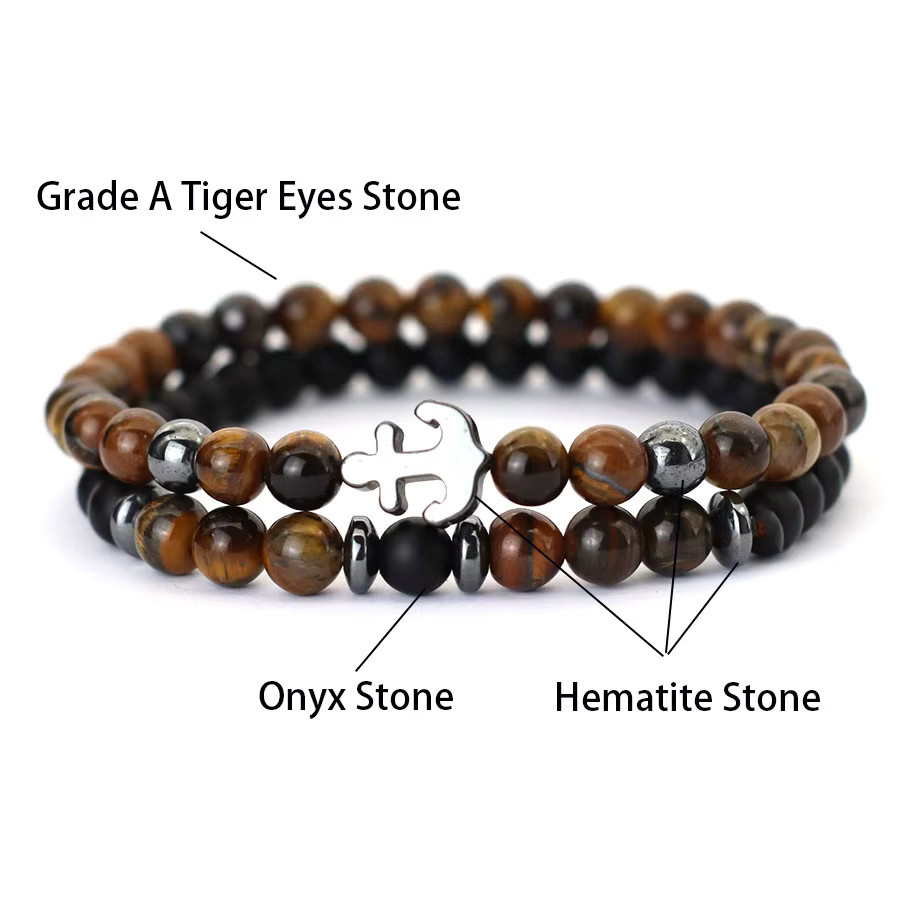 diffone Armband, Howlith, Obsidian, Tigeraugen, Herren, Bunt - Bild 1