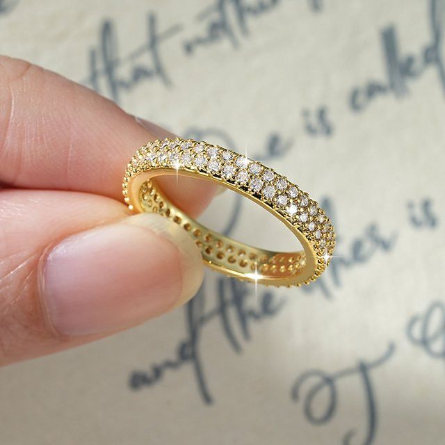 IOGOU Ewigkeitsring, Moissanit, 14 Karat Gold gefüllt, Damen - Bild 1