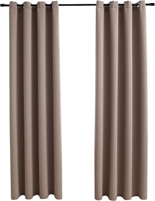 vidaXL Verdunkelungsvorhänge mit Metallösen, 2er Set, Taupe, Breite: 140 cm, Höhe: 245 cm - Bild 1