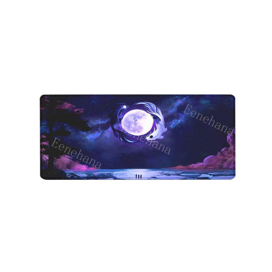 Eenehana Mauspad Koi Fish Art Seal Schreibtischunterlage Schwarz und Weiß Yin-Yang-Fisch XXL-Gaming-Mauspad B/B/H: 90 x 40 cm - Bild 4