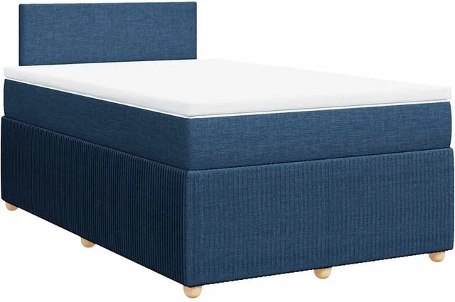 vidaXL Boxspringbett mit Matratze in Blau und Weiß, Hybrid-Bett mit Taschenfederkern, B/T: 120 x 200 cm - Bild 1
