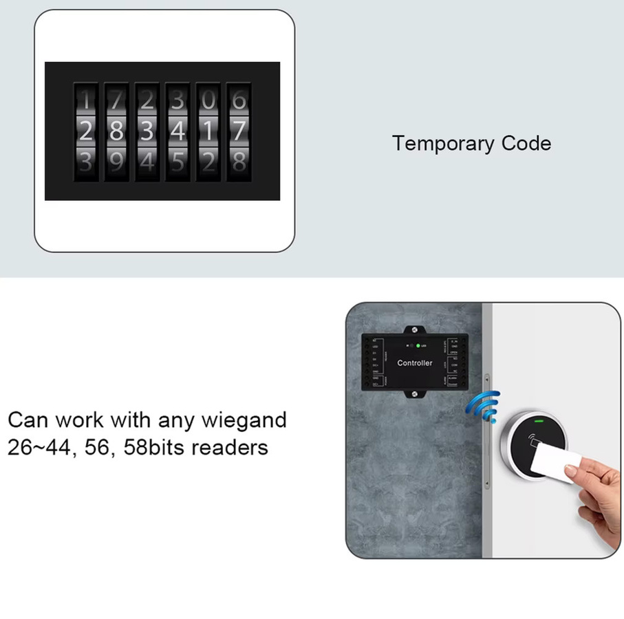LUCKING DOOR Smart Hub Mini Zugangskontroll-Controller mit Tuya WLAN 4G 5G Fernbedienung, Wiegand 26-44 Bit, 1000 Benutzer, Schwarz - Bild 4
