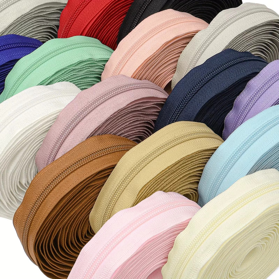 Changsons Nylon-Reißverschluss in Grün und Multicolour, Länge: 450 cm, mit 10 passenden Kunststoff-Reißverschlussköpfen für das Heimnähen - Bild 4