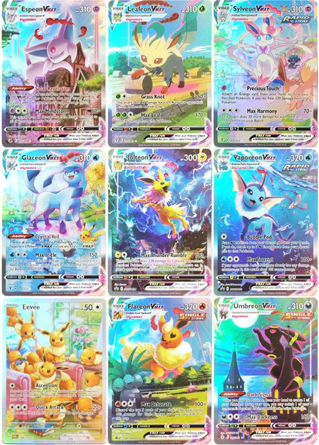 Bandai Pokémon Espeon, Leafeon, Sylveon, Glaceon, Vaporeon, Jolteon, Flareon, Umbreon, EEVEE Vmax, Sammelkarten, Englisch - Bild 1