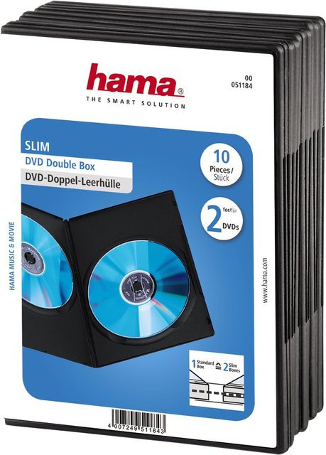 Hama DVD-Doppel-Leerhülle Slim, 10er-Pack, Schwarz - Bild 1