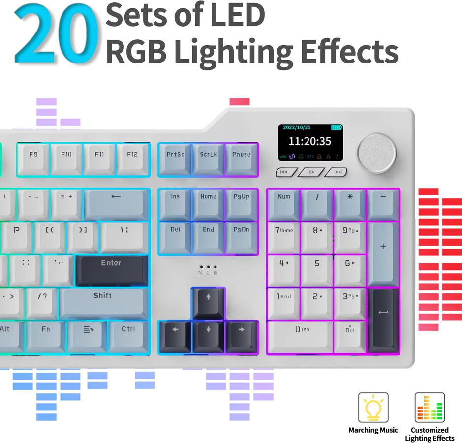 Ajazz AK35I V3 MAX Gaming-Mechanische Tastatur mit 8000mAh Akku, Tri-Modus Verbindung (Kabelgebunden, Bluetooth, Kabellos), Hot-Swap-fähig und TFT-Farbdisplay - Bild 3