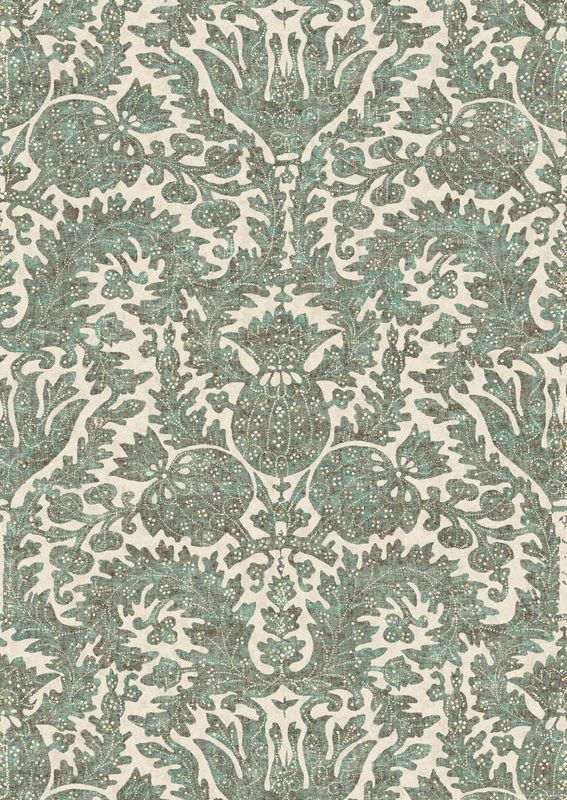 Lewis & Wood Tapete Pomegranate in Verdigris Green mit floralem und botanischem Design aus Vlies - Bild 2