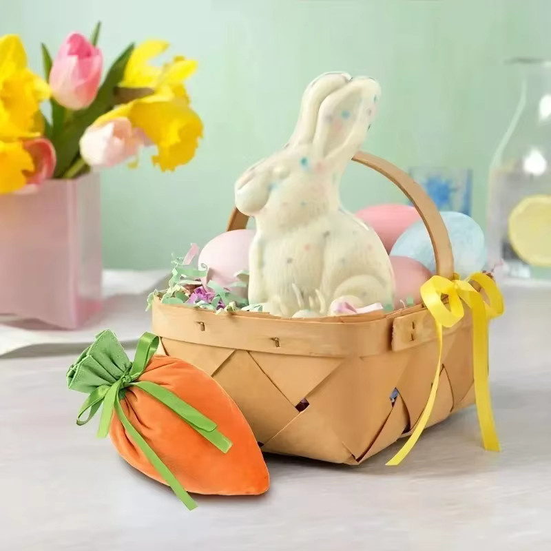 Ostern Geschenktüten aus Samt mit Hasenohren und Karotten-Design in Orange und Grün für Frühlingspartys und Süßigkeiten-Aufbewahrung - Bild 3