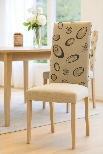 Möbel direkt online Esszimmerstuhl Charlotte Set aus 2 Stück mit Stoffbezug in Beige und Massivholz Buche - Bild 1