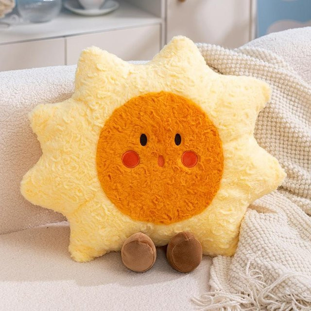 Plüschkissen Sonne und Mond von Yiran Health & Beauty in Gelb, 45 cm Durchmesser - Bild 1