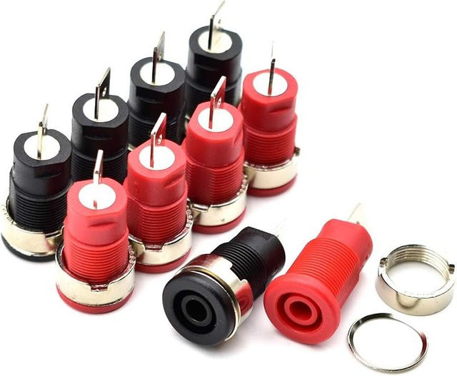 FRHY 10 Stück isolierte Bananenbuchsen 4 mm für die Panelmontage als Polklemmen für Multimeter-Messleitungen und Audiogeräte - Bild 1