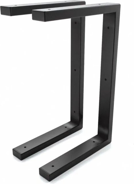 HEVVA Waschtischhalterung LAHN 2er Set Schwarz matt aus Metall, Tiefe: 25 cm - Bild 1