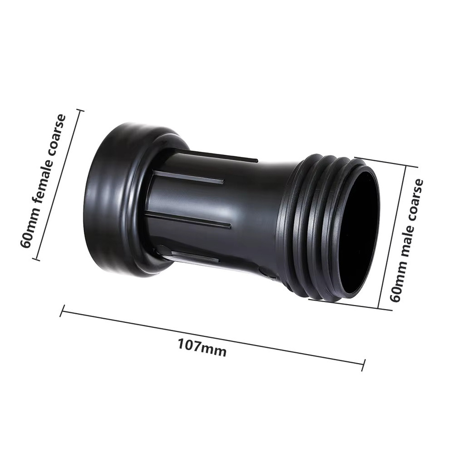 Adhere To Fly IBC-Tank-Verlängerungsadapter S60*2 aus Kunststoff, Farbe Schwarz, 60mm Grobgewinde Weiblich x Männlich für Tonnenbehälter und Wassertank-Auslassanschluss - Bild 3