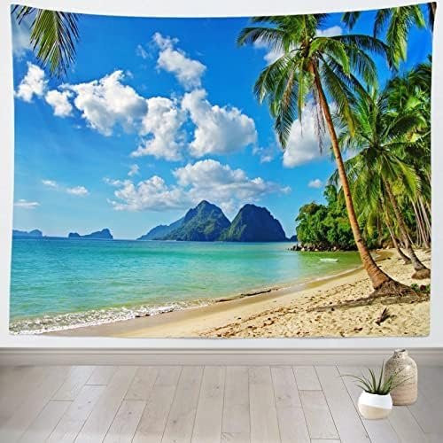 JMG Household Supplies Wandteppich Ozean Strand Tropische Meeresküste mit Palmen in Blau, Breite: 70 cm, Höhe: 100 cm - Bild 1