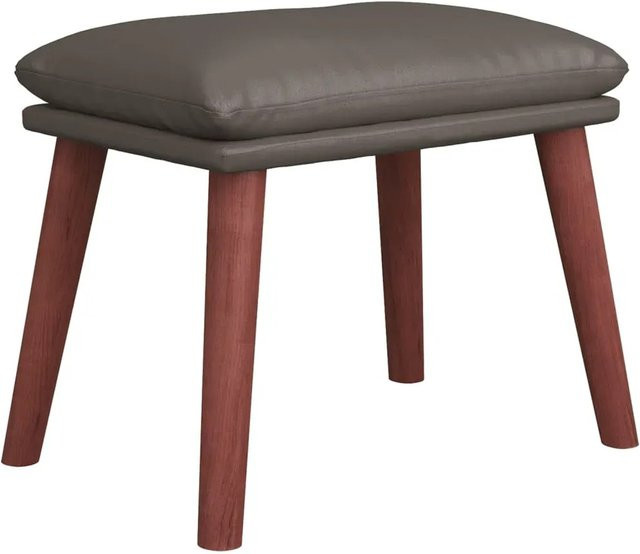 vidaXL Fußhocker Grau aus Kunstleder mit Gummibaumholz Gestell B/T/H: 45 x 29,5 x 39 cm - Bild 1