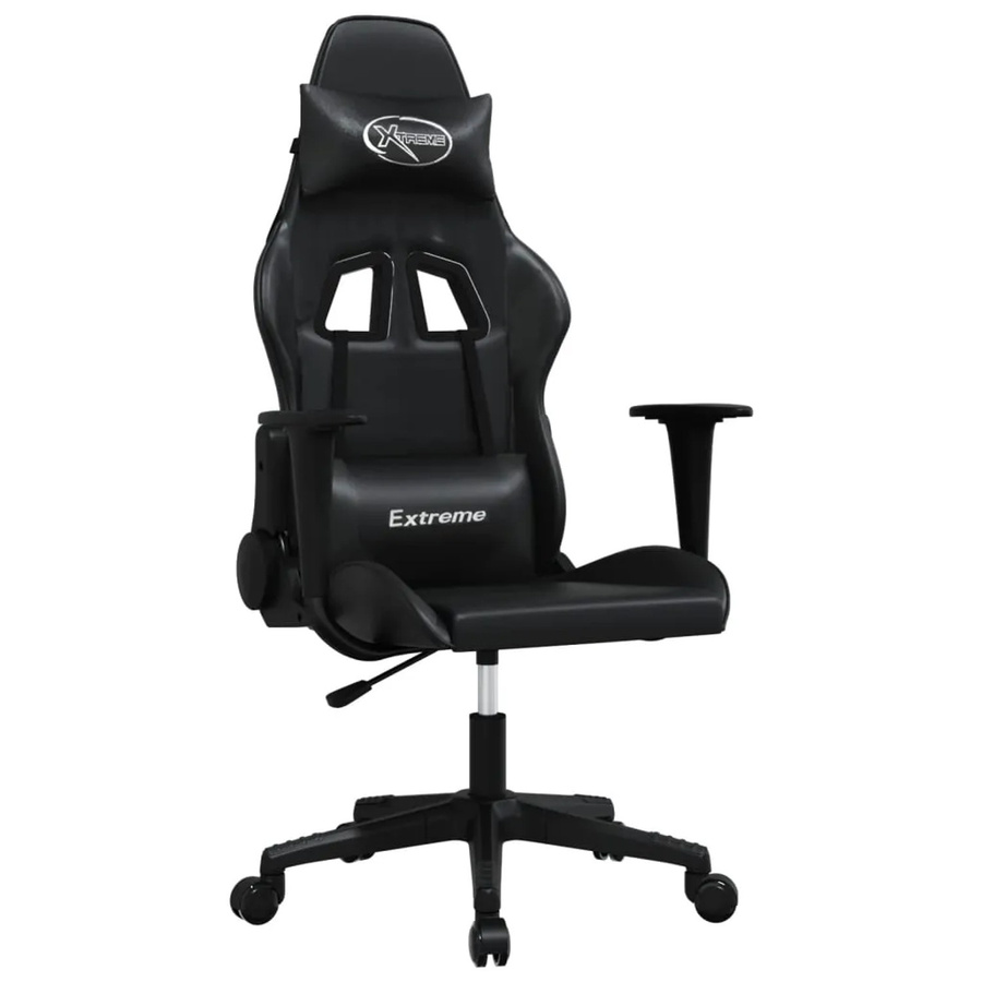vidaXL Gaming-Stuhl in Schwarz mit Massagefunktion und Kopfstütze aus Kunstleder - Bild 2