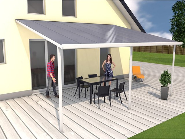 Terrassenüberdachung Gutta in Weiß, B: 546 cm, T: 406 cm
