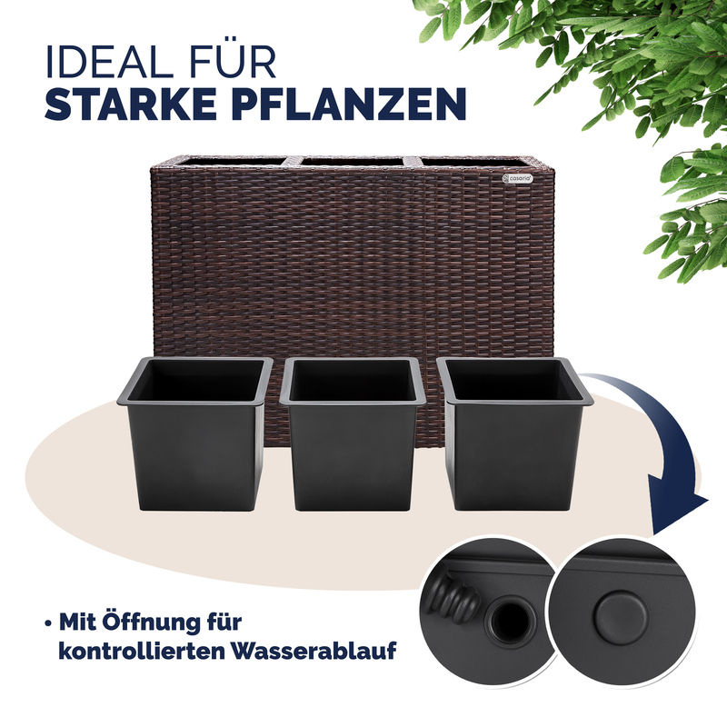 CASARIA Polyrattan Blumentopf Braun rechteckig B/T/H: 83 x 30,5 x 60 cm - Bild 5