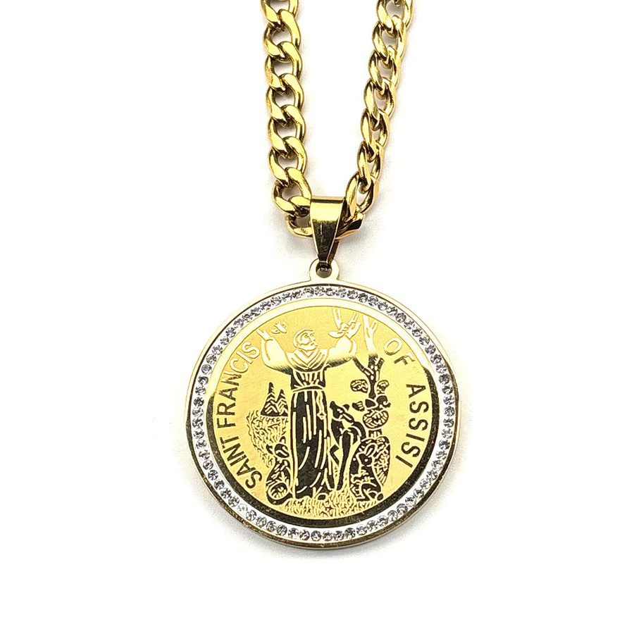 AFAWA Anhänger Halskette, Edelstahl, Gold, Kristall, Unisex - Bild 2