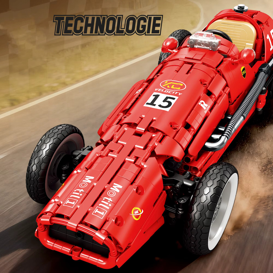 Technische Retro Formel 500 Racing Auto Bausteine, Rot, 1809 Teile - Bild 5