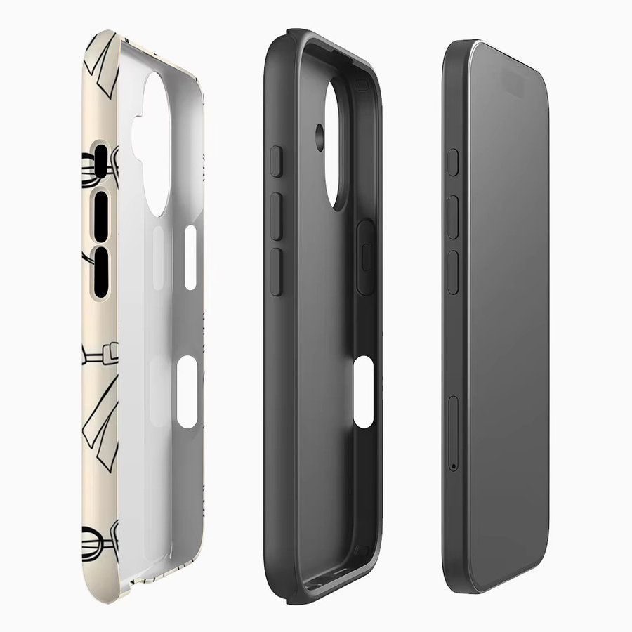 Horizontale Schleifen Handyhülle für iPhone 17 16 15 14 13 12 Pro Max Plus mit doppelschichtiger Rückseite in Beige - Bild 2